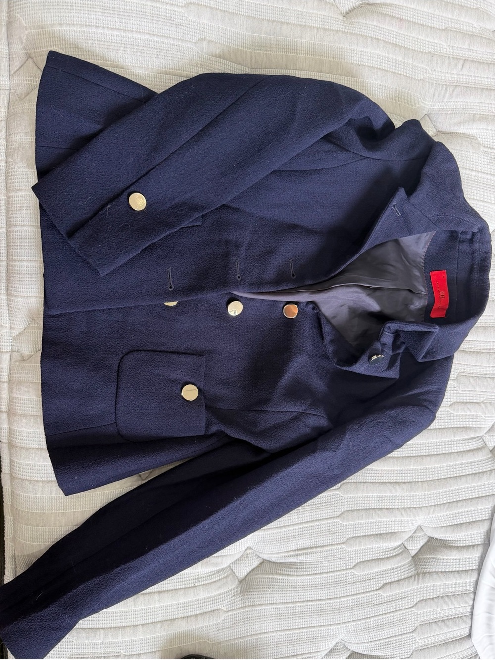Carolina Herrera Navy Gold-Button Tailored Blazer